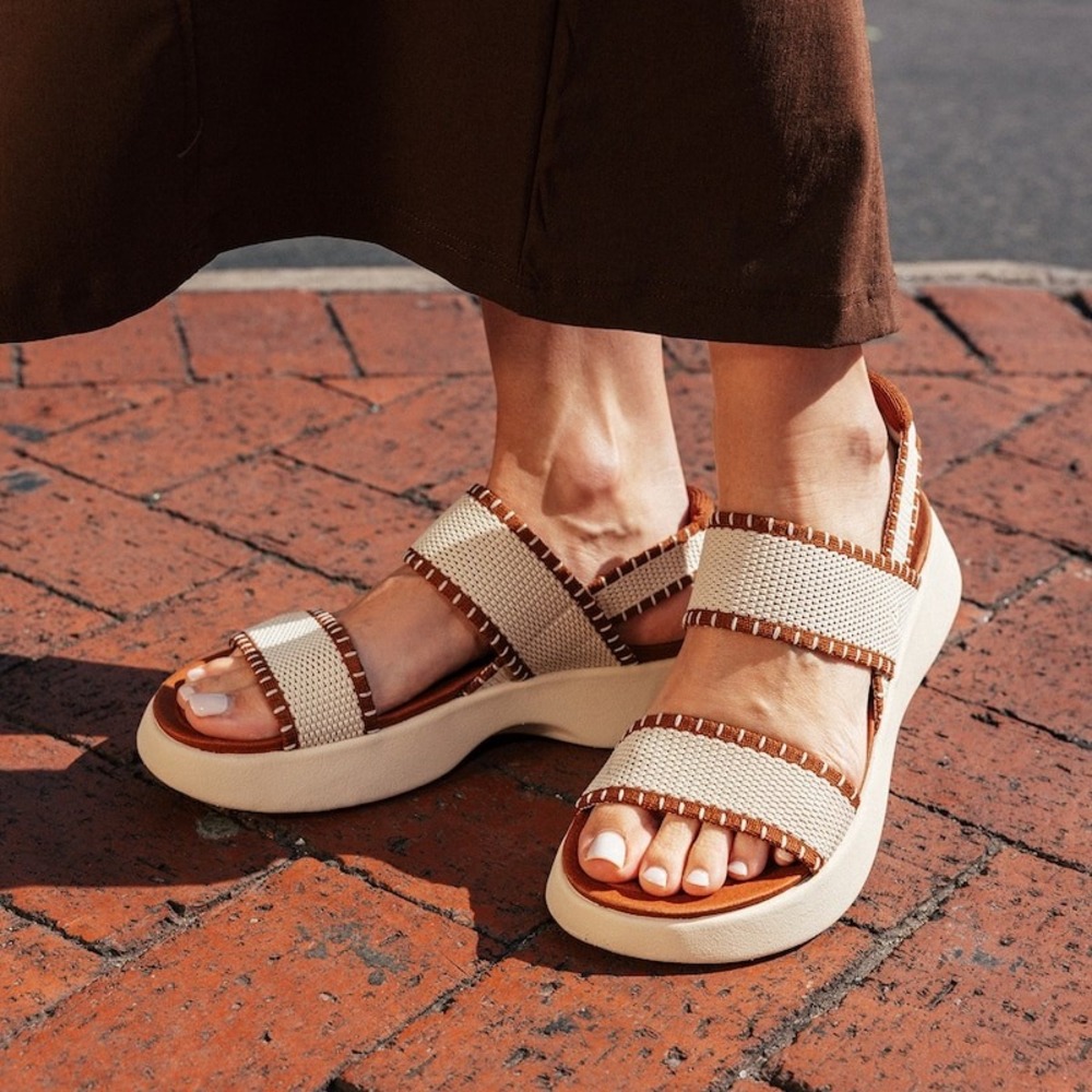 VIVAIA Kamber Platform Sandals Cream Ivory Dark Caramel Marbled EU 40.5 US 9-9.5